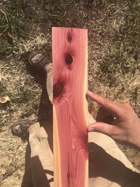 This is the color cedar keeps to itself until you open it up.