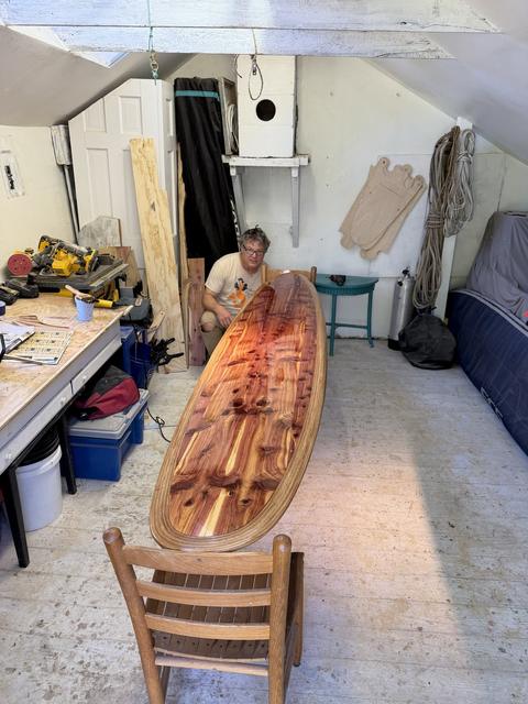 Tung oil goes on, and the grain comes up like it has been waiting all summer to be seen.