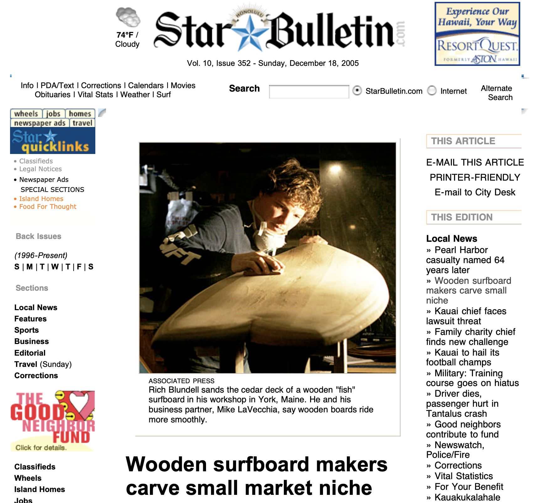 Wooden surfboard makers carve small market niche